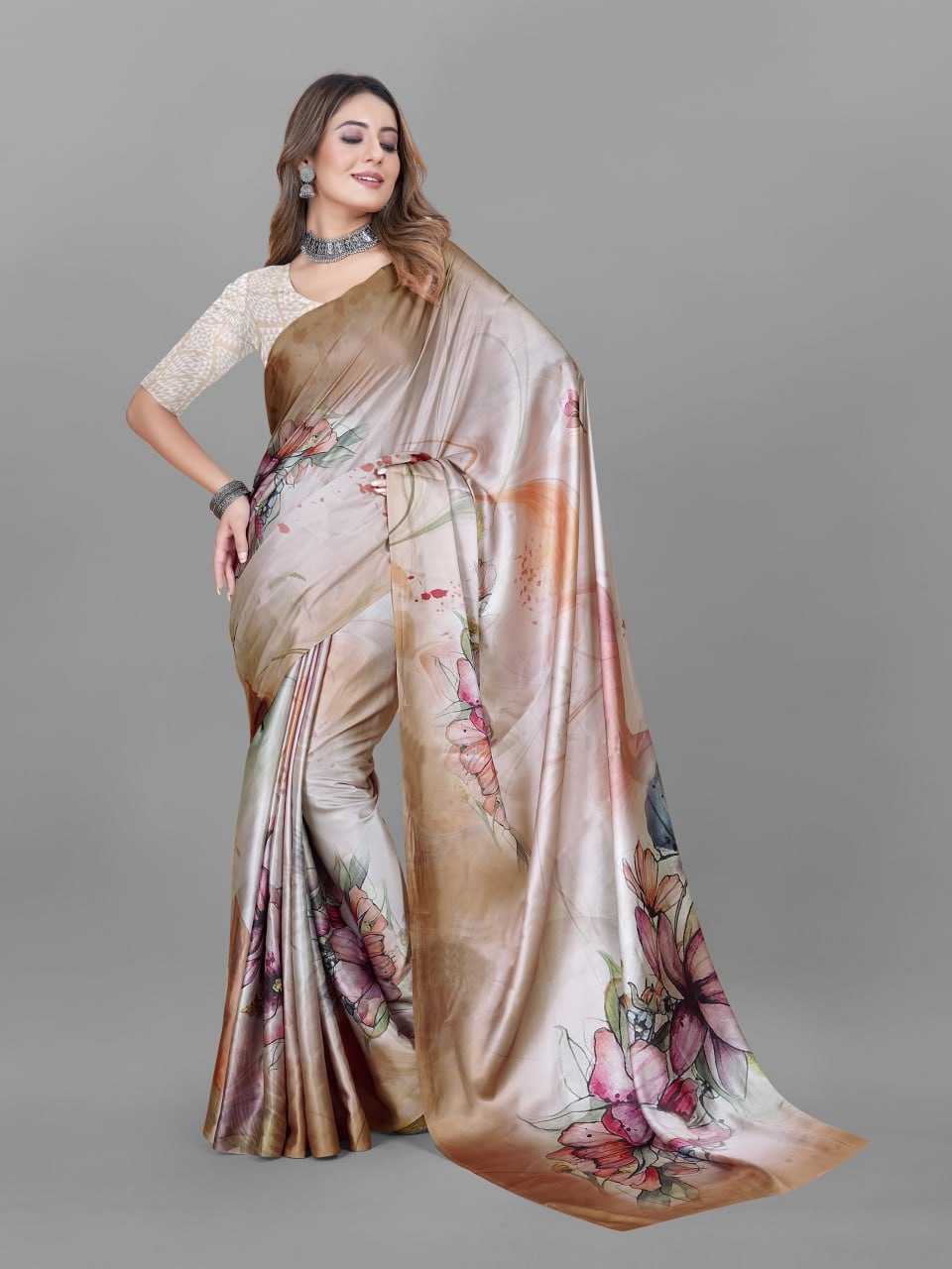 YNF CREPE SRRT JAPAN CRAPE4 SAREES WHOLESALE PRINTED LADIES CREPE SATIN SAREES MANUFACTURER