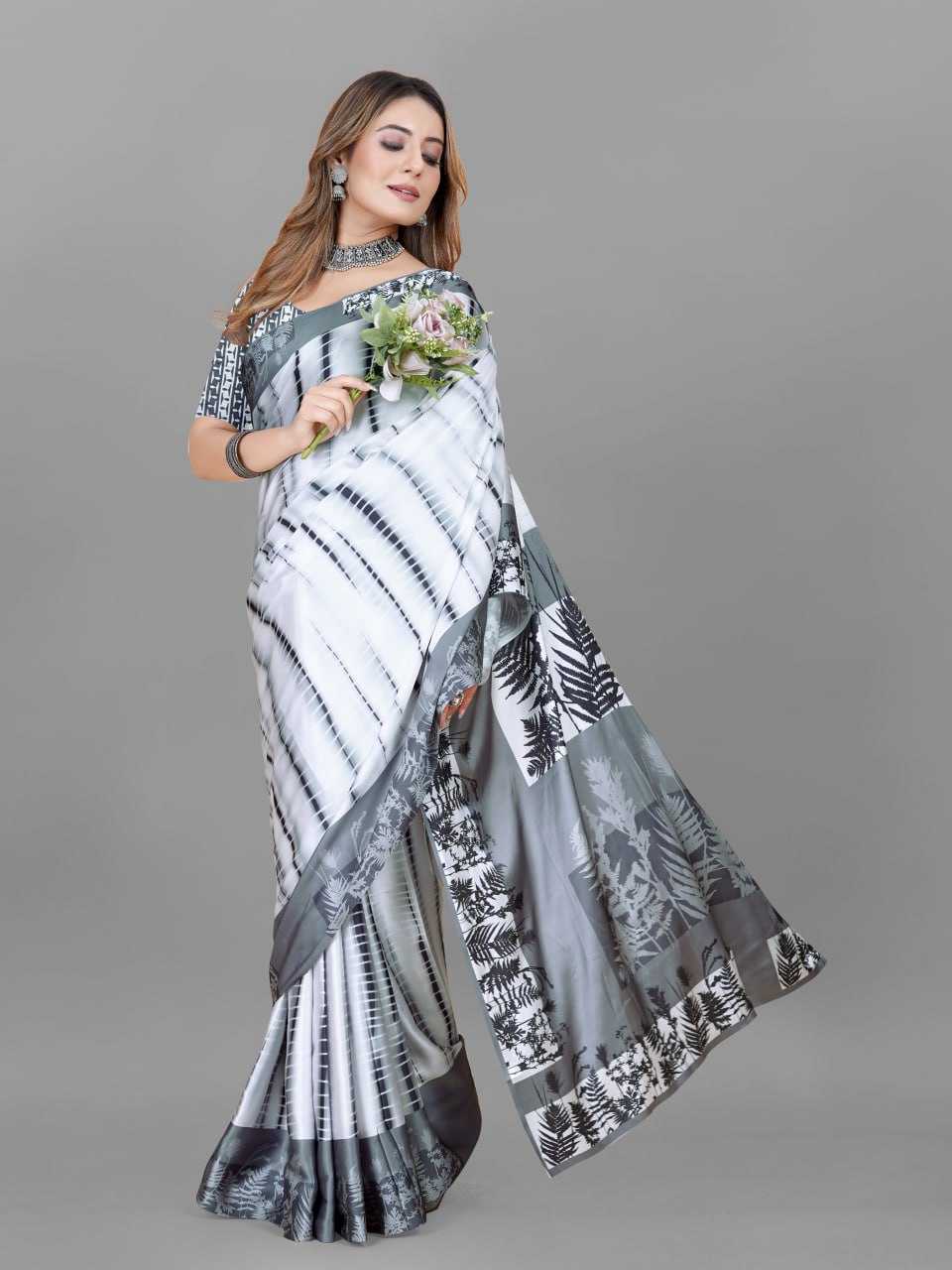 YNF CREPE SRRT JAPAN CRAPE5 SAREES WHOLESALE PRINTED LADIES CREPE SATIN SAREES MANUFACTURER