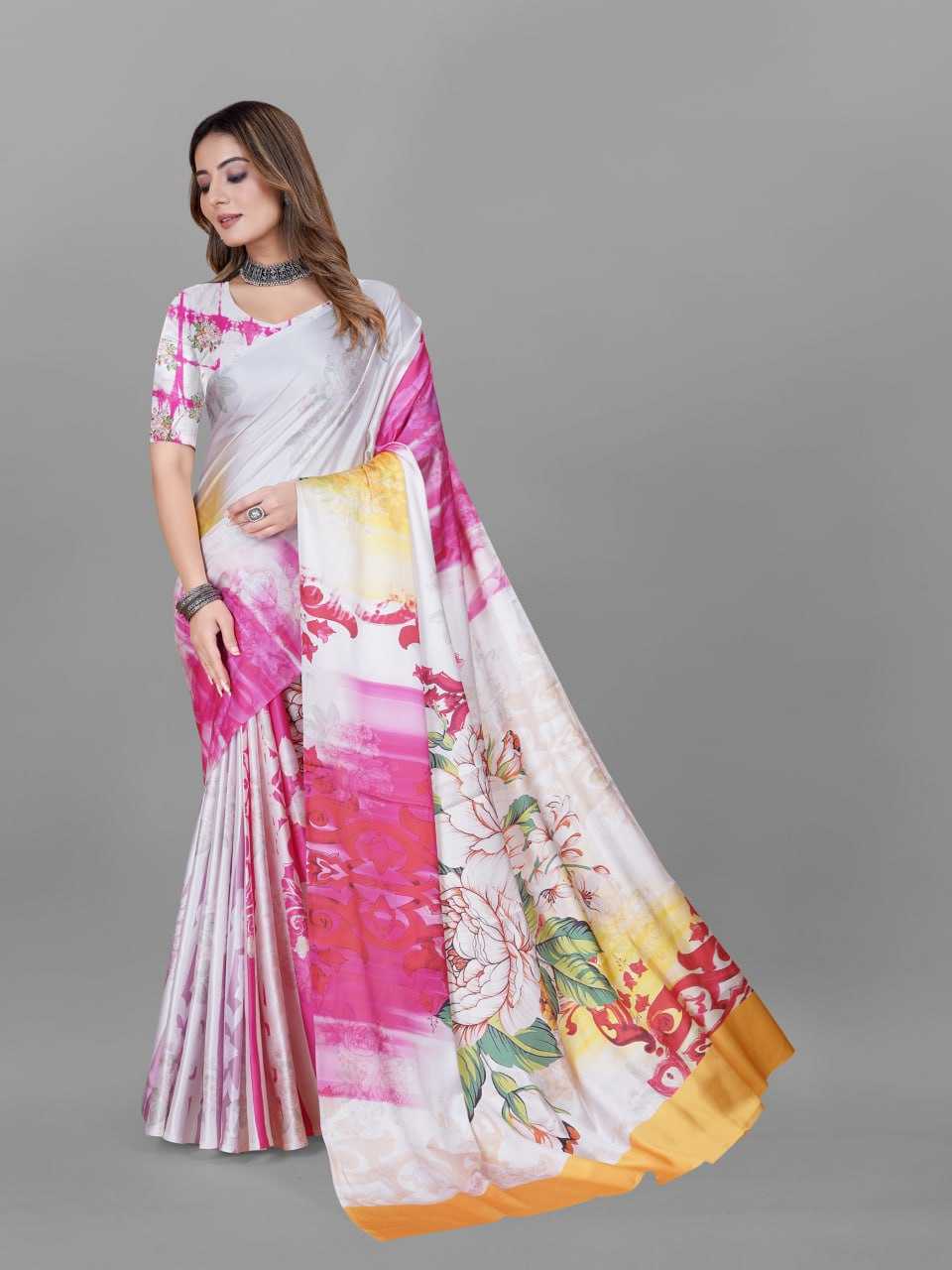 YNF CREPE SRRT JAPAN CRAPE5 SAREES WHOLESALE PRINTED LADIES CREPE SATIN SAREES MANUFACTURER