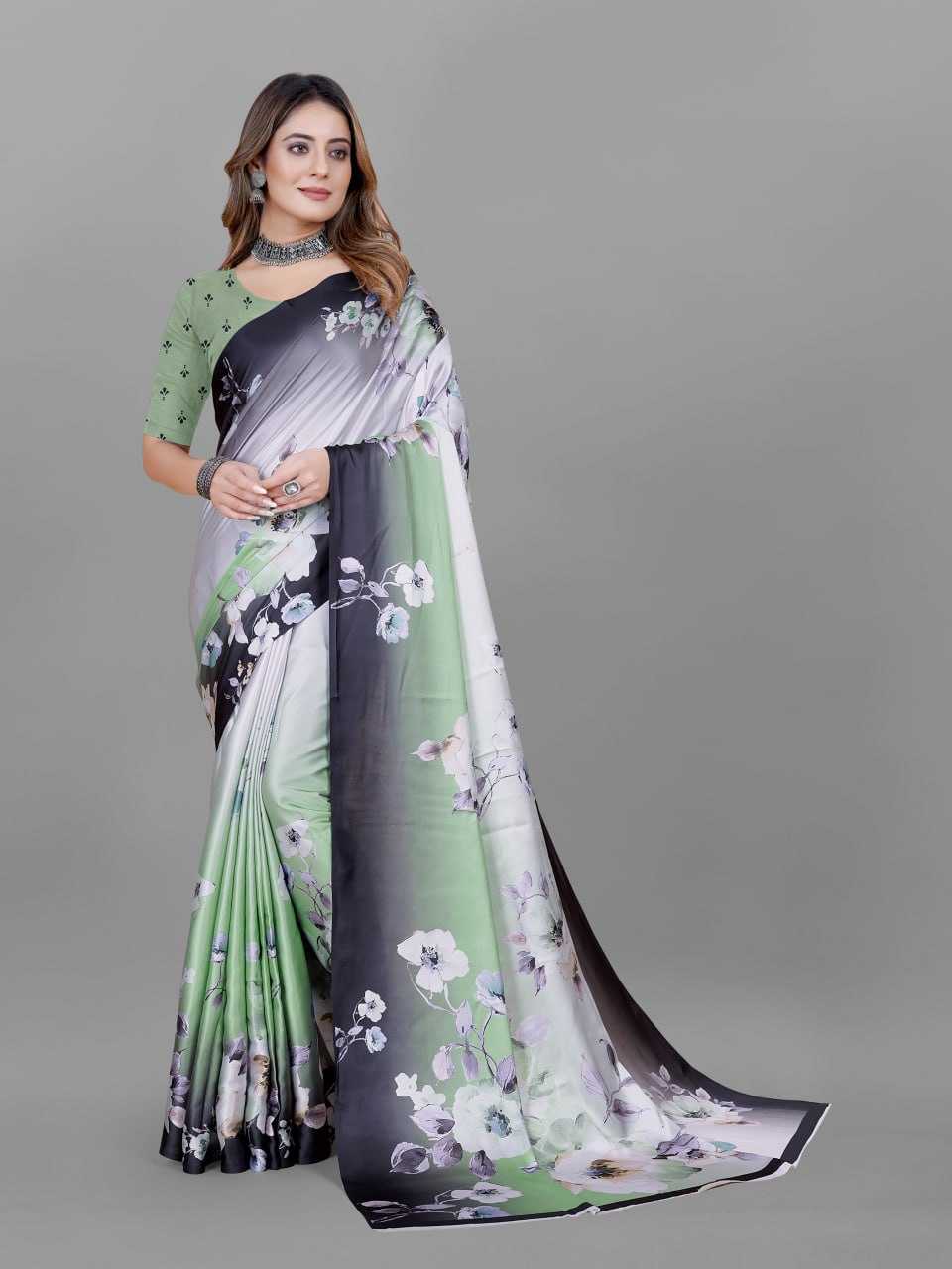 YNF CREPE SRRT JAPAN CRAPE6 SAREES WHOLESALE PRINTED LADIES CREPE SATIN SAREES MANUFACTURER