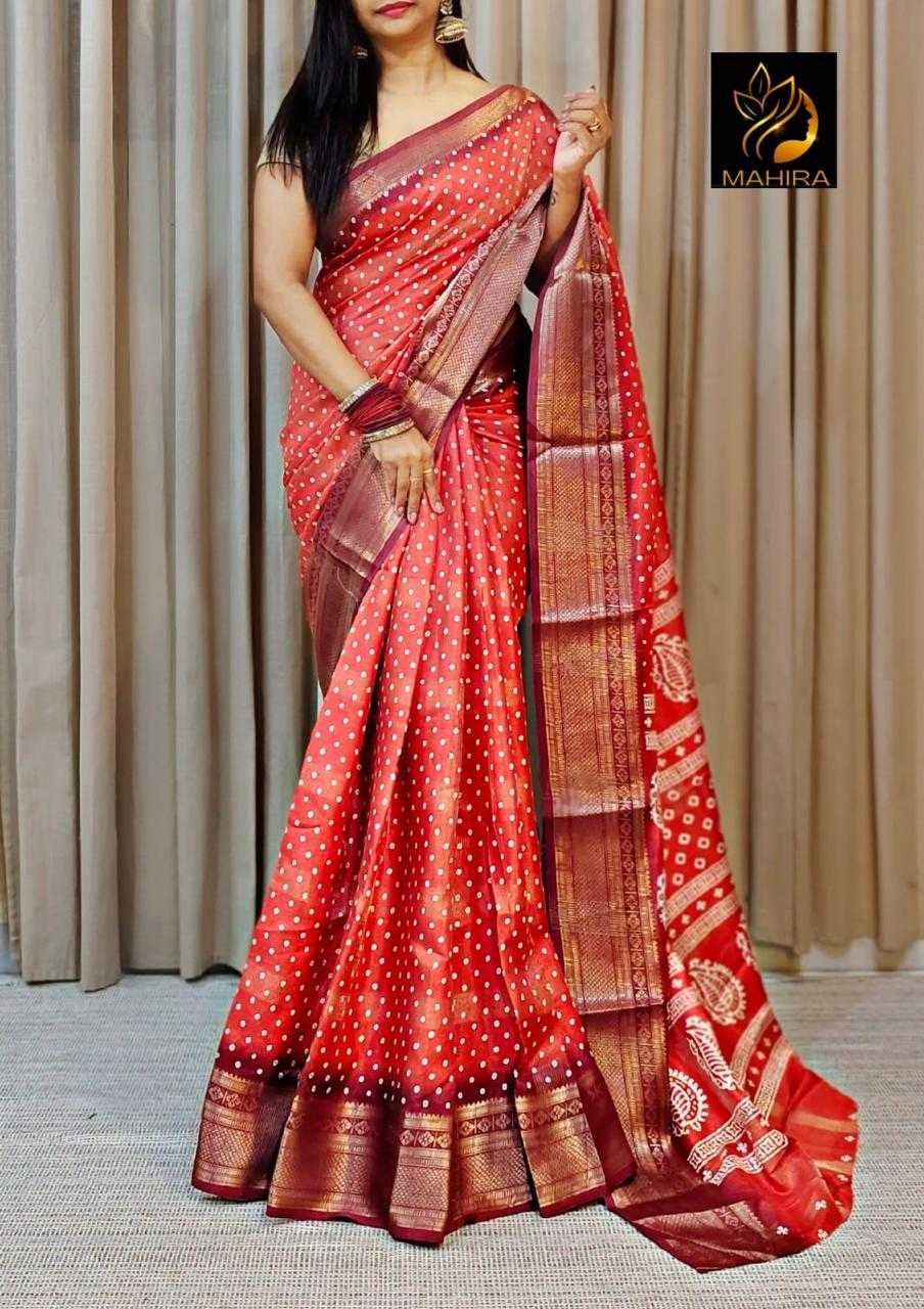 YNF DOLA SILK MKD 102 SAREES WHOLESALE PRINTED LADIES BANDHANI BANDHEJ SAREES MANUFACTURER