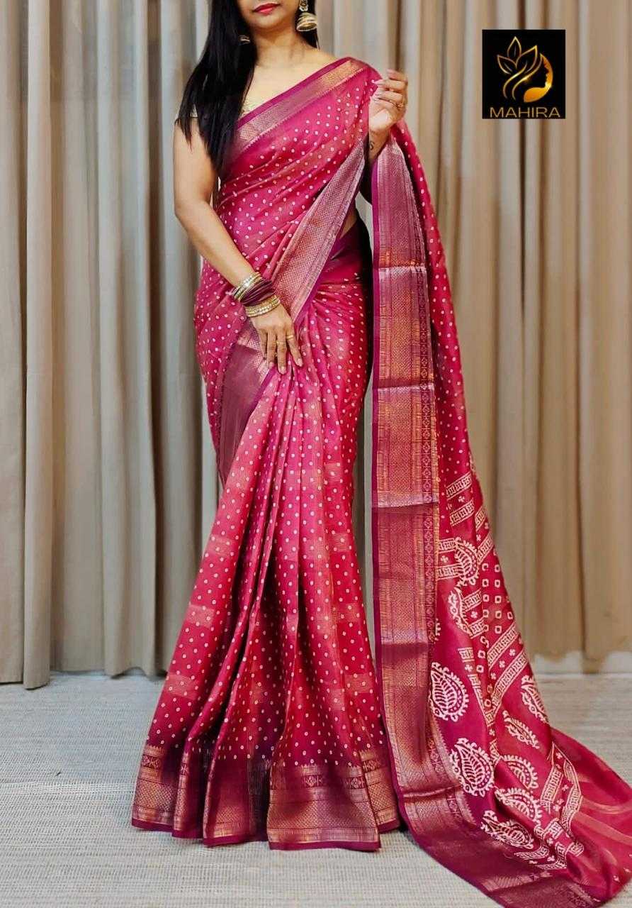 YNF DOLA SILK MKD 102 SAREES WHOLESALE PRINTED LADIES BANDHANI BANDHEJ SAREES MANUFACTURER