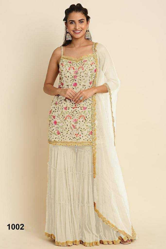 YNF FAUX GEORGETTE KSB 1002-B SUITS & DRESSES WHOLESALE SEMI STITCHED SUITS MANUFACTURER