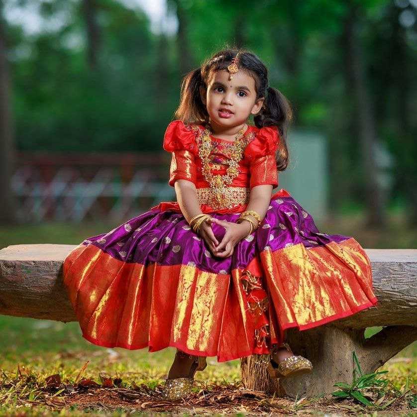 YNF KANJIVARAM SILK RPVR 12 KIDS WEAR WHOLESALE KIDS LEHENGAS MANUFACTURER