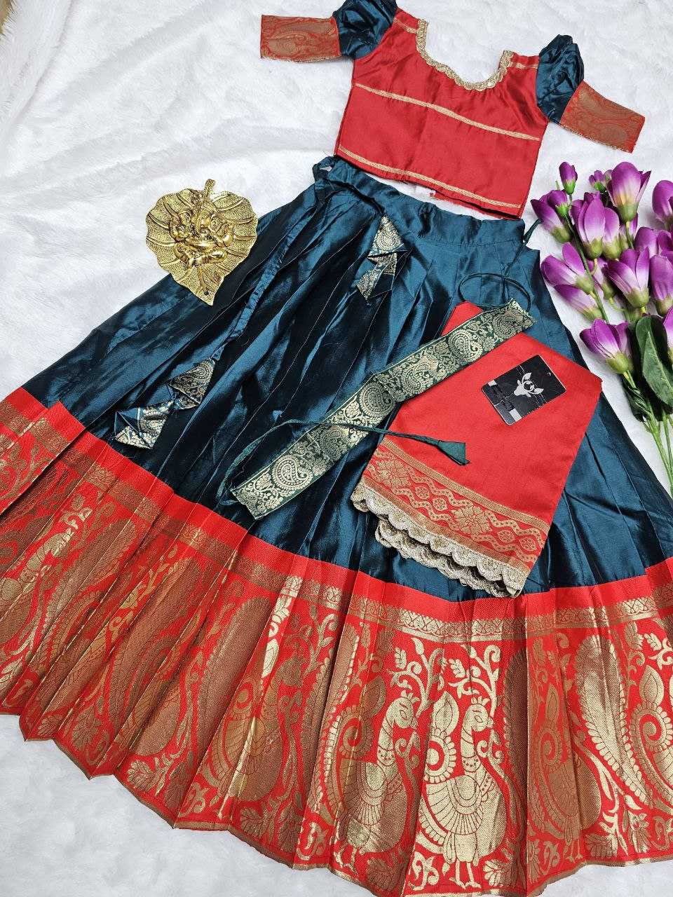 YNF LICHI SILK RPVR 13 KIDS WEAR WHOLESALE KIDS LEHENGAS MANUFACTURER