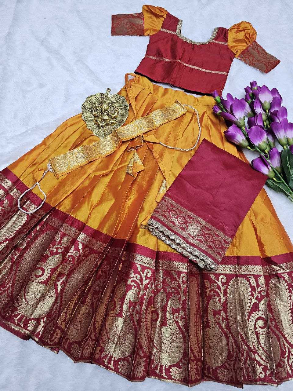 YNF LICHI SILK RPVR 13 KIDS WEAR WHOLESALE KIDS LEHENGAS MANUFACTURER