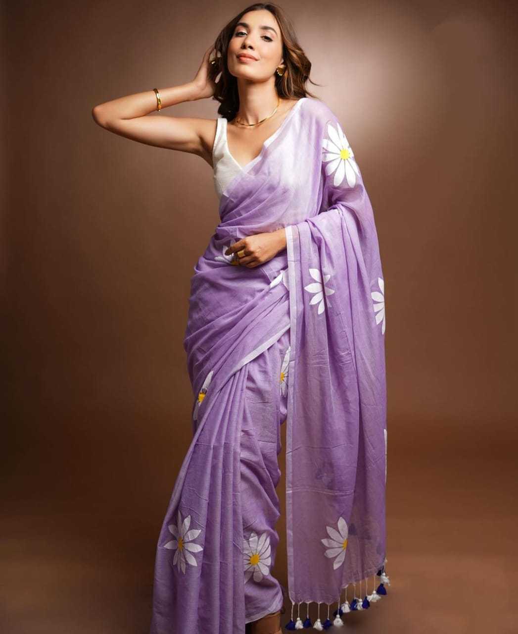 YNF LINEN VAD 19 SAREES WHOLESALE FANCY PRINTED COTTON LINEN SAREES EMANUFACTURER