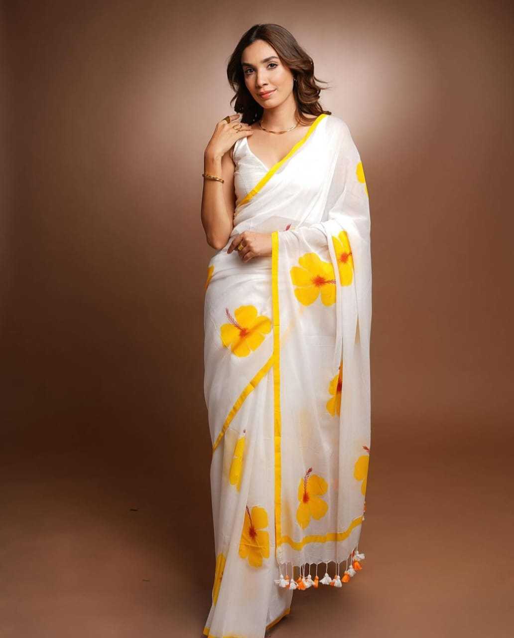 YNF LINEN VAD 19 SAREES WHOLESALE FANCY PRINTED COTTON LINEN SAREES EMANUFACTURER