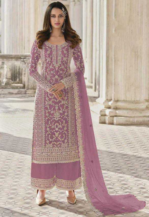 YNF NET RPDF 1124 SUITS & DRESSES WHOLESALE EMBROIDERY PALAZZO NET SUITS MANUFACTURER