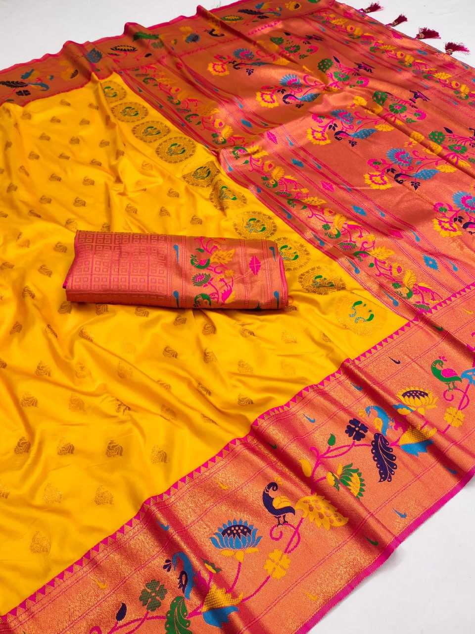 YNF PAITHANI SILK RMNX Mari Gold SILK SAREES WHOLESALE PAITHANI SILK TRADITIONAL SAREES MANUFACTURER