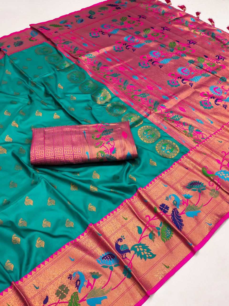 YNF PAITHANI SILK RMNX Mari Gold SILK SAREES WHOLESALE PAITHANI SILK TRADITIONAL SAREES MANUFACTURER