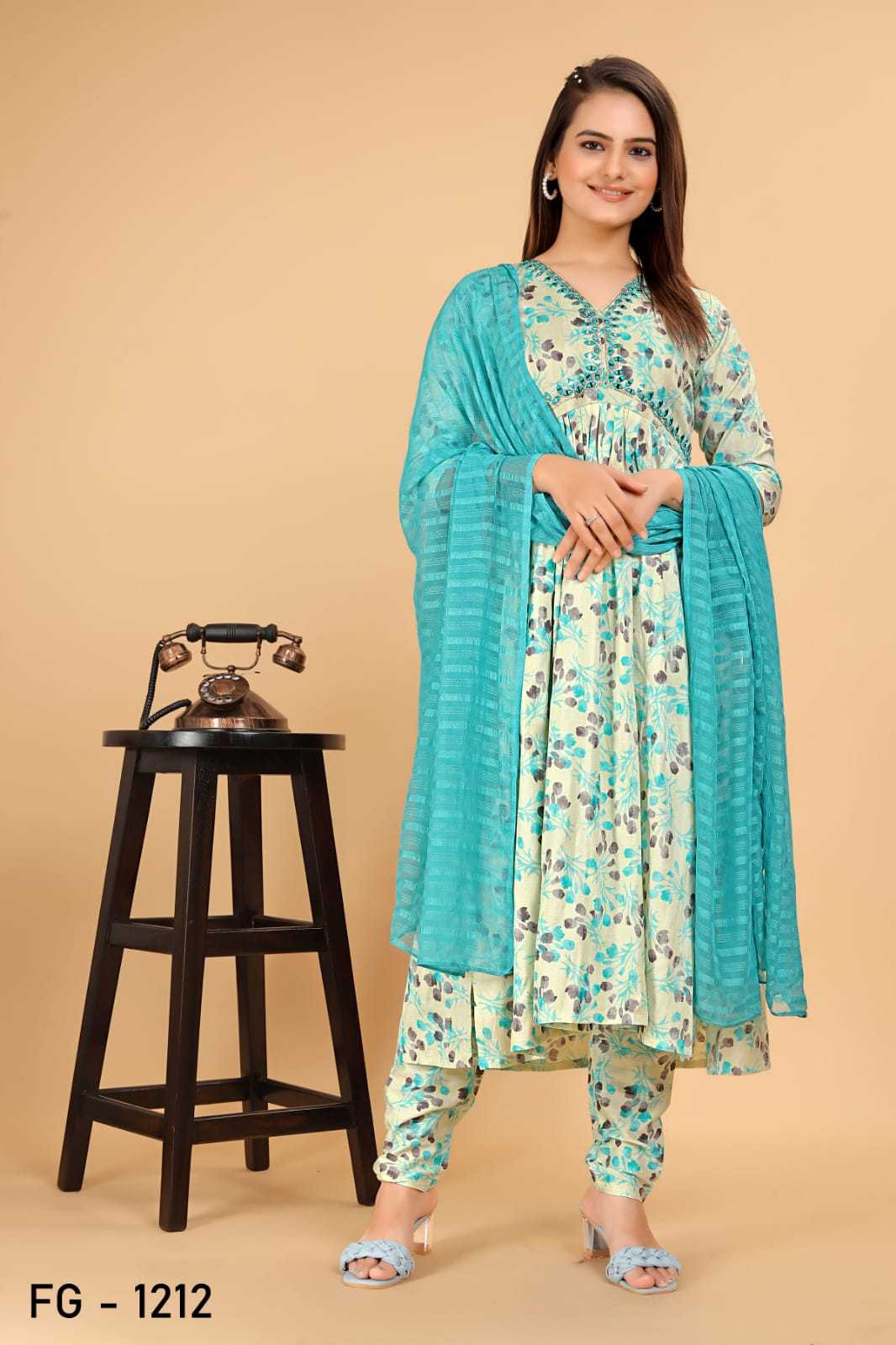 YNF PURE COTTON KSB 1212 SUITS & DRESSES WHOLESALE PRINTED COTTON ANARKALI SUITS MANUFACTURER