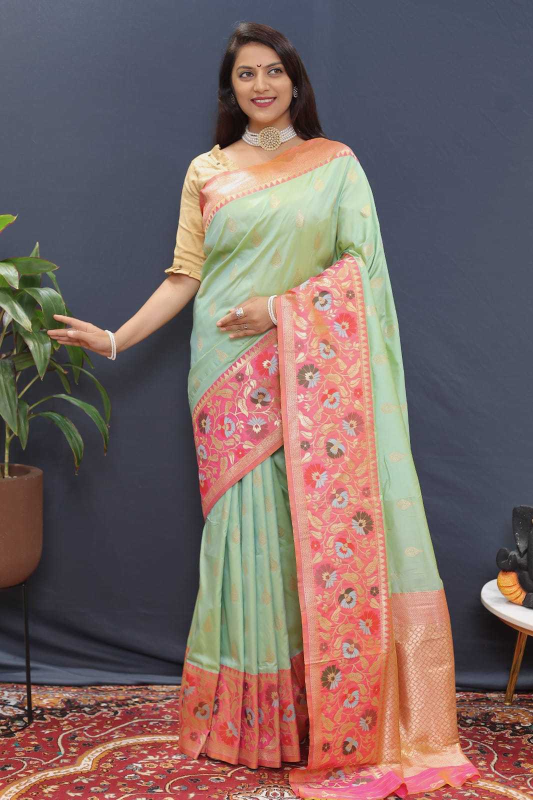 YNF PURE SILK PTN RAJ TILAK SILK SAREES WHOLESALE PAITHANI SOFT SILK HANDLOOM SAREES MANUFACTURER