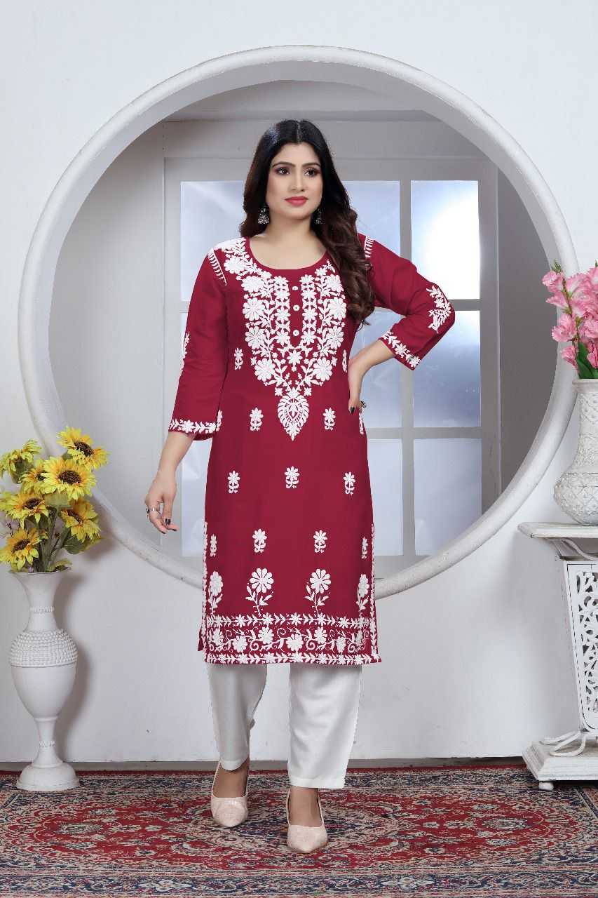 YNF RAYON RMD 52 KURTIS WHOLESALE RAYON KURTIS WITH BOTTOM EMBROIDERED KURTIS MANUFACTURER