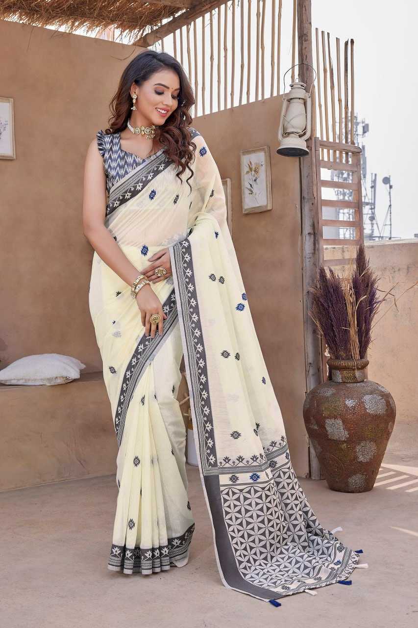 YNF SILK COTTON RHO V-11A SAREES WHOLESALE COTTON LINEN WORK SAREES MANUFACTURER