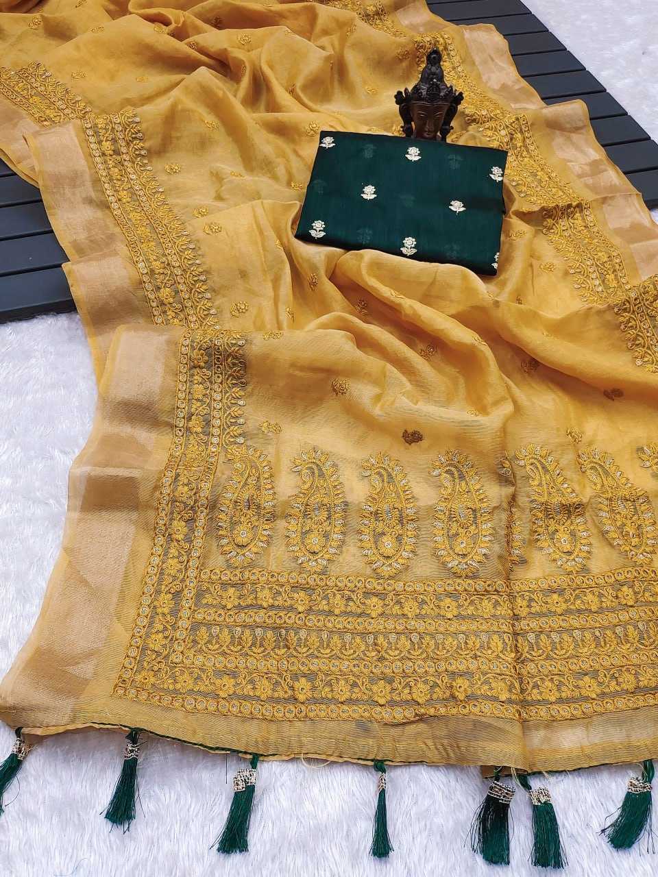 YNF SOFT TISSUE RGK 31 SAREES WHOLESALE TISSUE SILK EMBROIDER SAREES MANUFACTURER