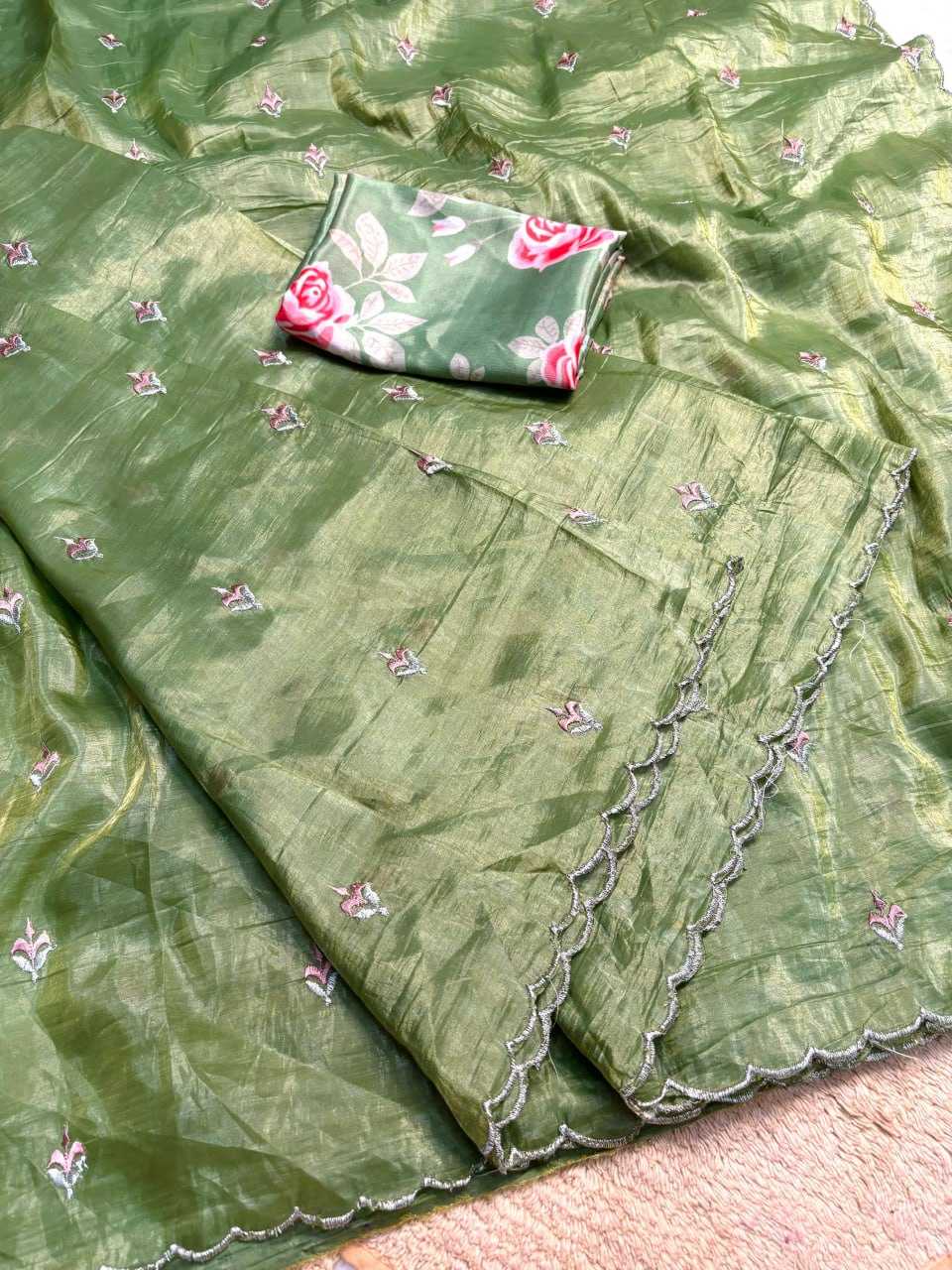 YNF SOFT TISSUE RUN 43 SAREES WHOLESALE FANCY TISSUE SILK CUTWORK SAREES MANUFACTURER