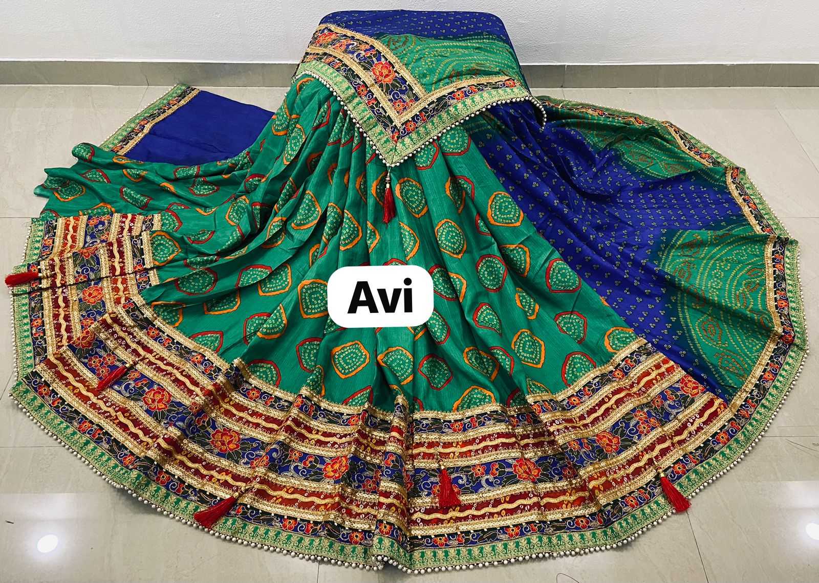 YNF SOFT VICHITRA RBC 14 SAREES WHOLESALE GOTA PATTI LACE BORDER BANDHANI BANDHEJ SAREES EMANUFACTURER