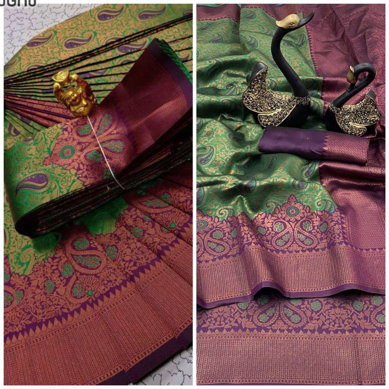 YNF TISSUE RLC 624 SAREES WHOLESALE LADIES KANCHIPURAM ZARI BORDER SAREES MANUFACTURER