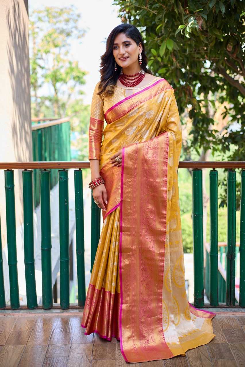 YNF TISSUE SILK RVV 22 SILK SAREES WHOLESALE PRINTED TISSUE SILK ZARI BORDER SAREES MANUFACTURER