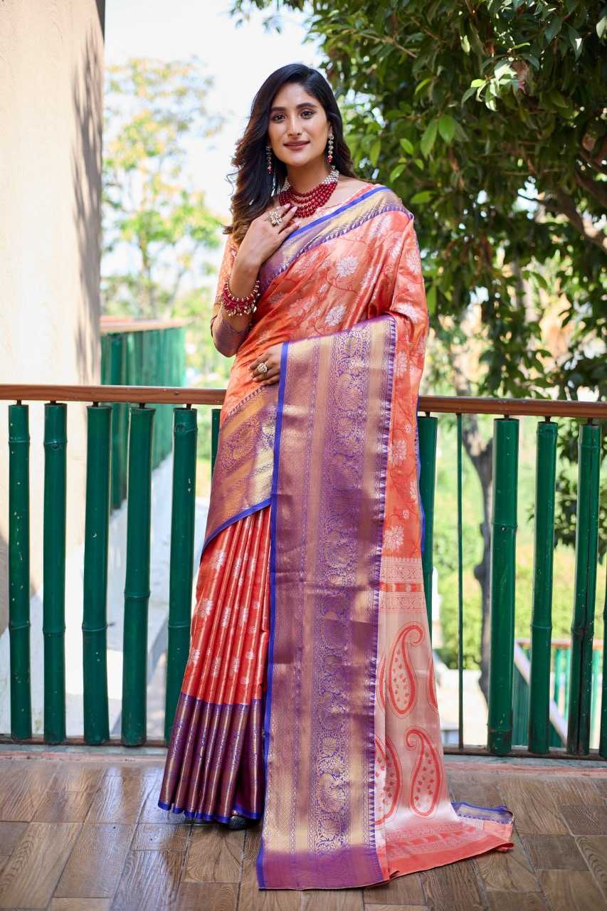 YNF TISSUE SILK RVV 22 SILK SAREES WHOLESALE PRINTED TISSUE SILK ZARI BORDER SAREES MANUFACTURER