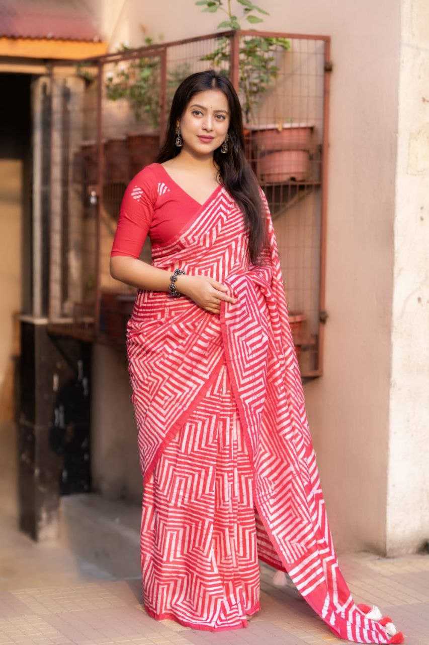 YNF CHANDERI COTTON KESH118 141 SAREES WHOLESALE PRINTED COTTON LINEN CHANDERI BATIK SAREES MANUFACTURER