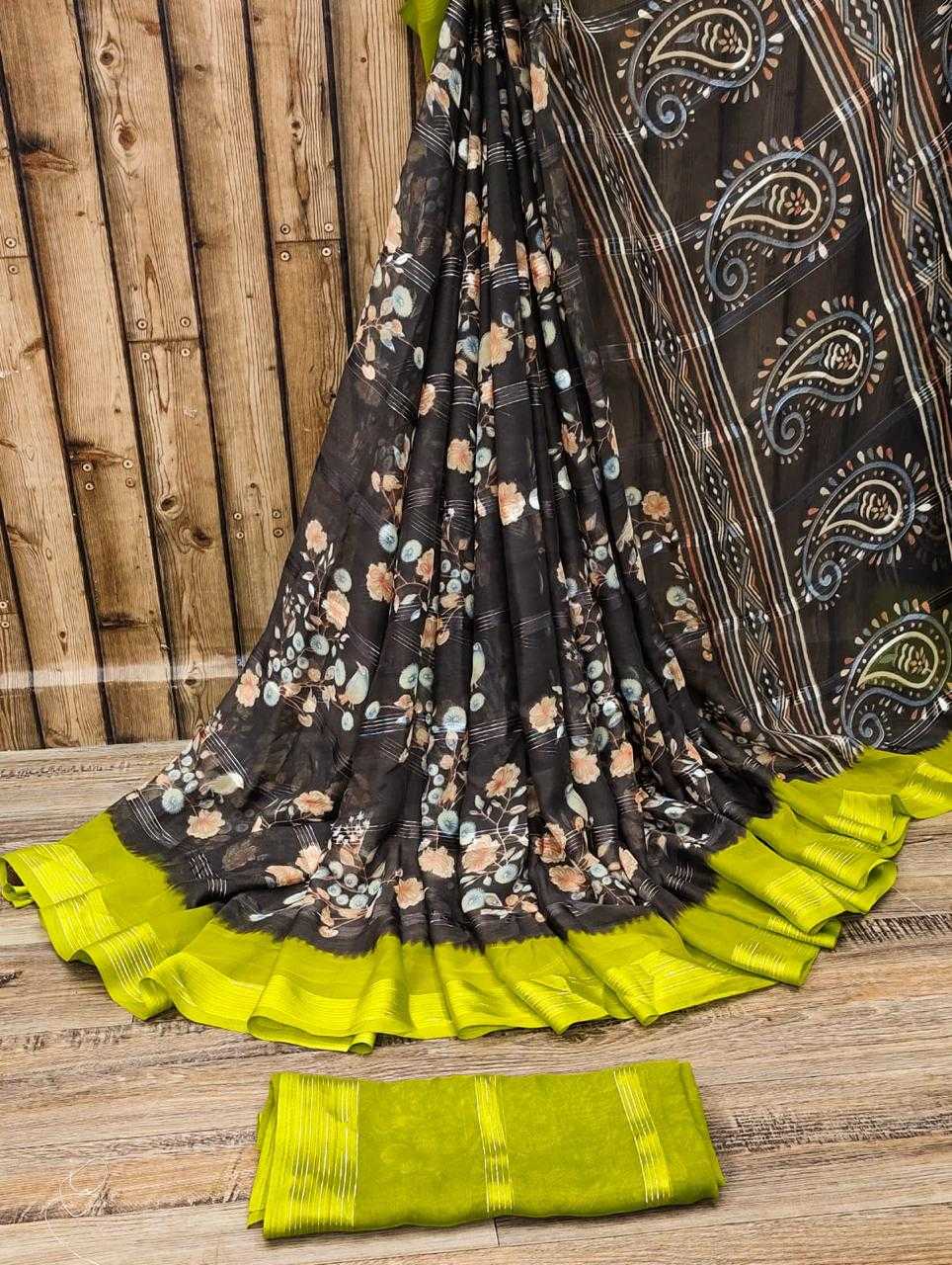 YNF CHIFFON RIN149 MKD114 SAREES WHOLESALE PRINTED LADIES CHIFFON ZARI BORDER SAREES MANUFACTURER