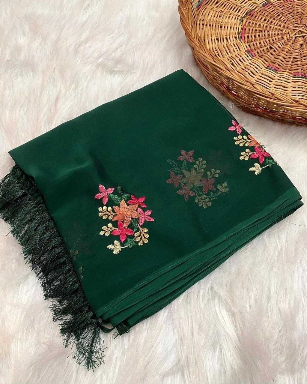 YNF CHIFFON RIN163 RAE18 SAREES WHOLESALE CHIFFON EMBROIDERED BUTTA SAREES MANUFACTURER