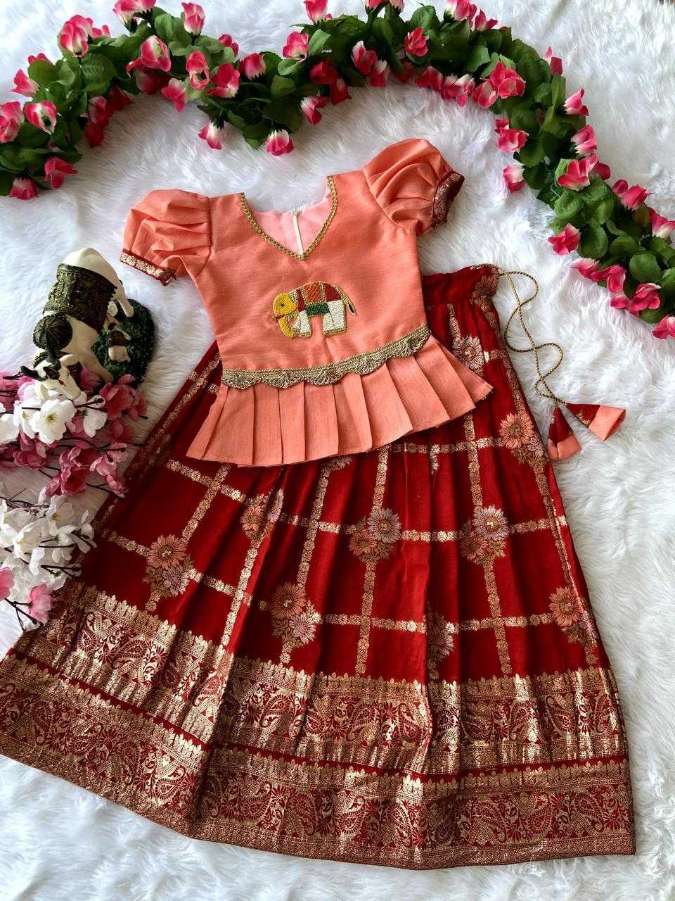 YNF DOLA SILK RIN192 8027 KIDS WEAR WHOLESALE KIDS LEHENGAS MANUFACTURER