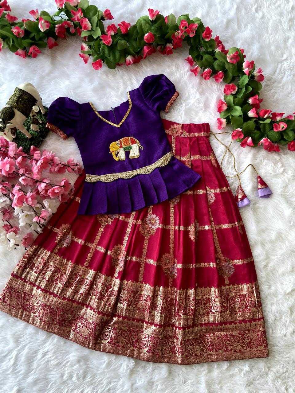 YNF DOLA SILK RIN192 8027 KIDS WEAR WHOLESALE KIDS LEHENGAS MANUFACTURER