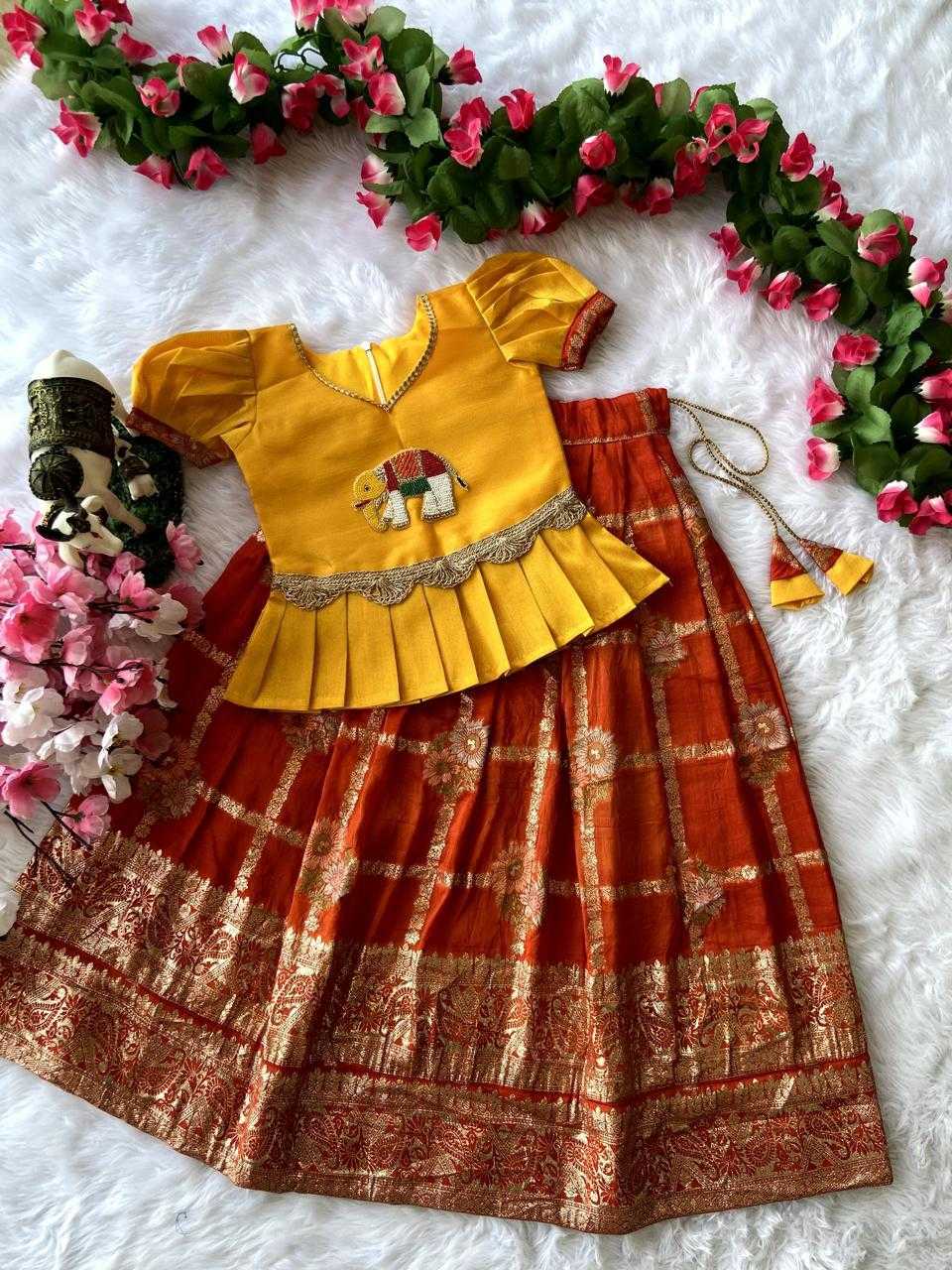 YNF DOLA SILK RIN192 8027 KIDS WEAR WHOLESALE KIDS LEHENGAS MANUFACTURER