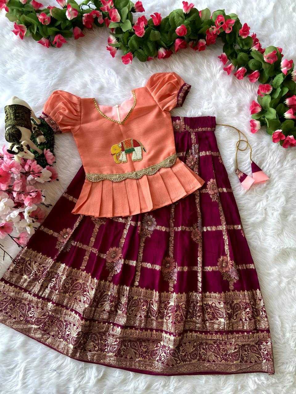 YNF DOLA SILK RIN192 8027 KIDS WEAR WHOLESALE KIDS LEHENGAS MANUFACTURER