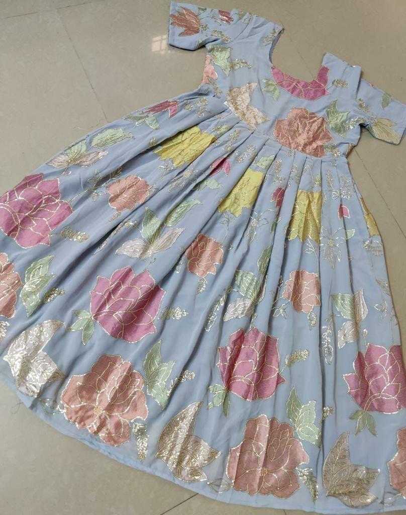 YNF GEORGETTE RIN192 7798 KIDS WEAR WHOLESALE KIDS GOWNS MANUFACTURER