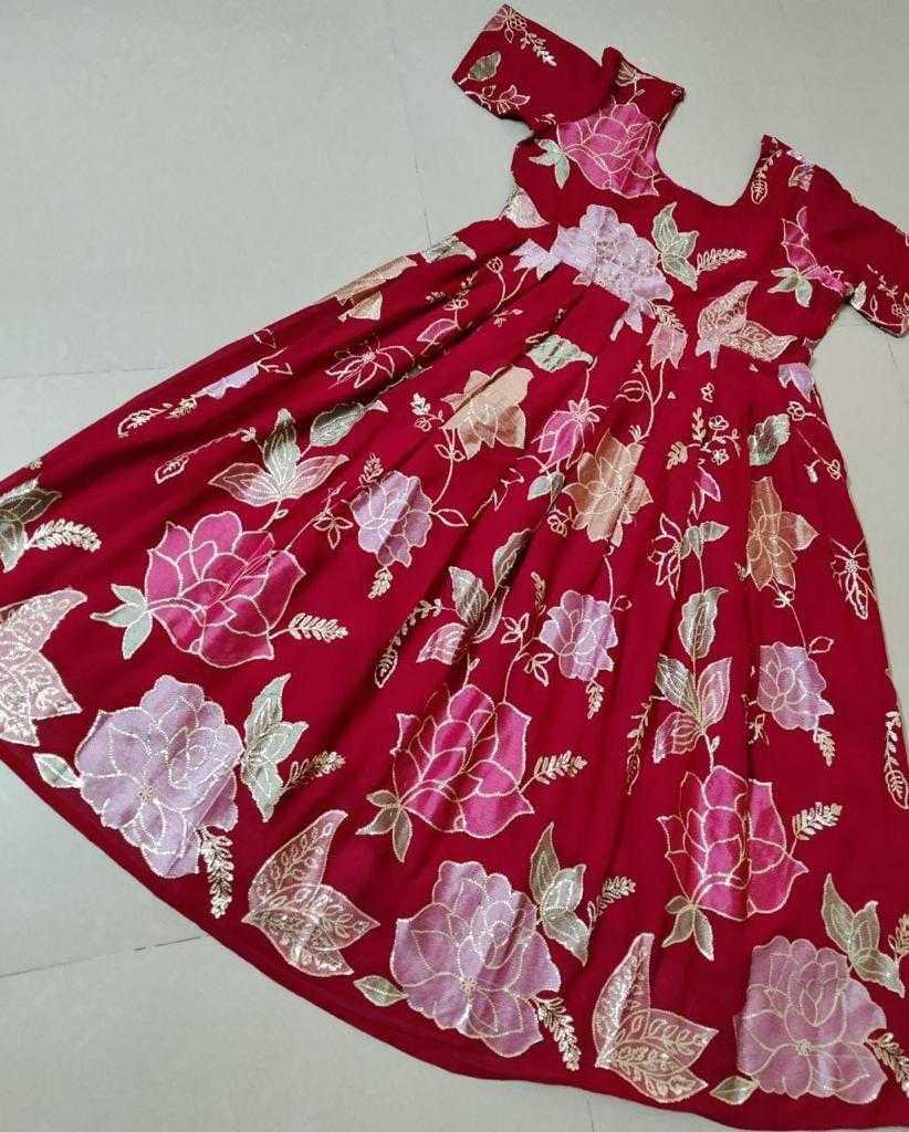 YNF GEORGETTE RIN192 7798 KIDS WEAR WHOLESALE KIDS GOWNS MANUFACTURER