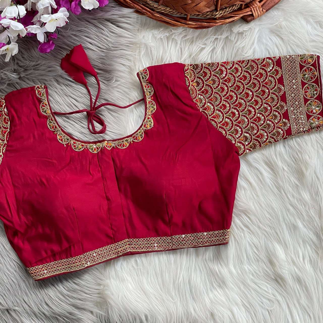 YNF HEAVY ROMAN SILK RIN117 216 READYMADE BLOUSE WHOLESALE SEQUENCE EMBROIDERY FASHION BLOUSE MANUFACTURER 