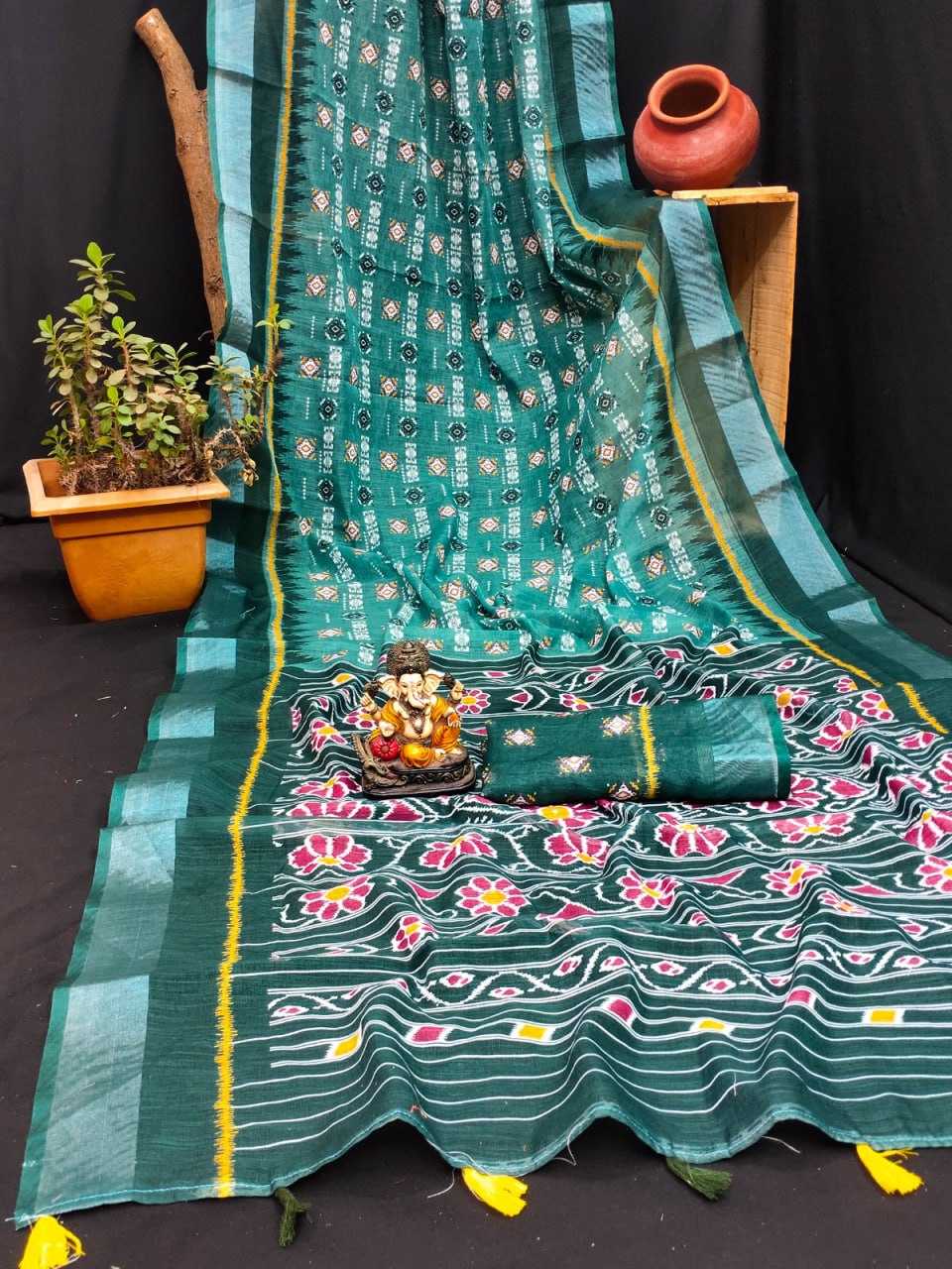 YNF LINEN RIN183 SUNDARI SAREES WHOLESALE PRINTED LADIES IKKAT SAREES MANUFACTURER 