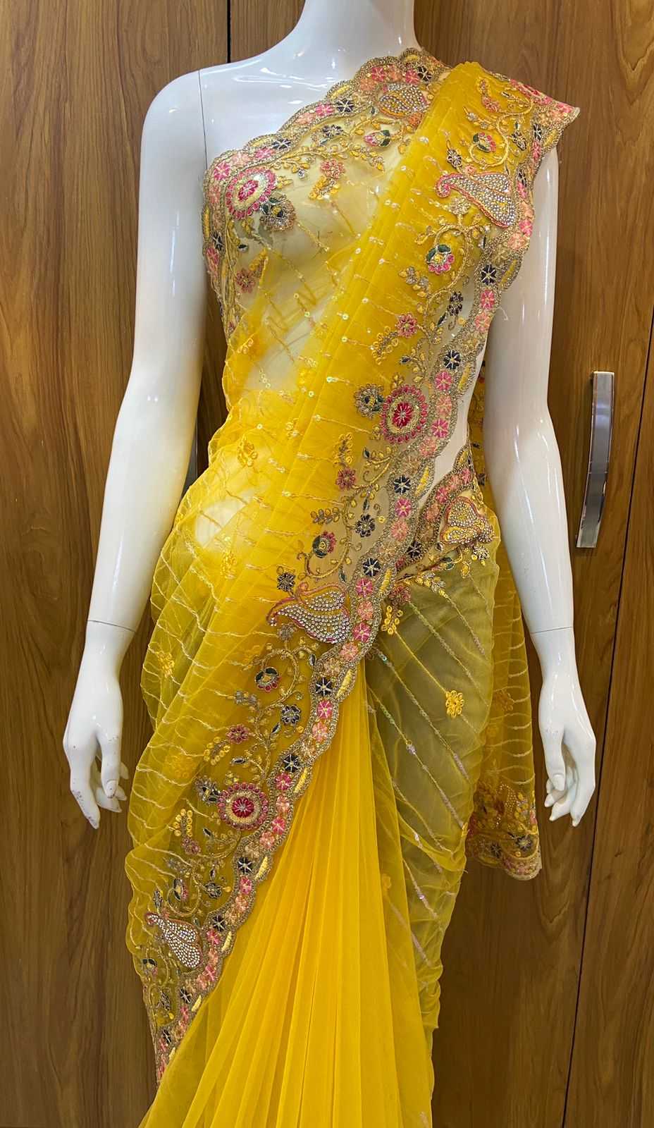 YNF NET RIN109 RBC39 SAREES WHOLESALE NET EMBROIDERED CUTWORK VISCOSE SAREES MANUFACTURER