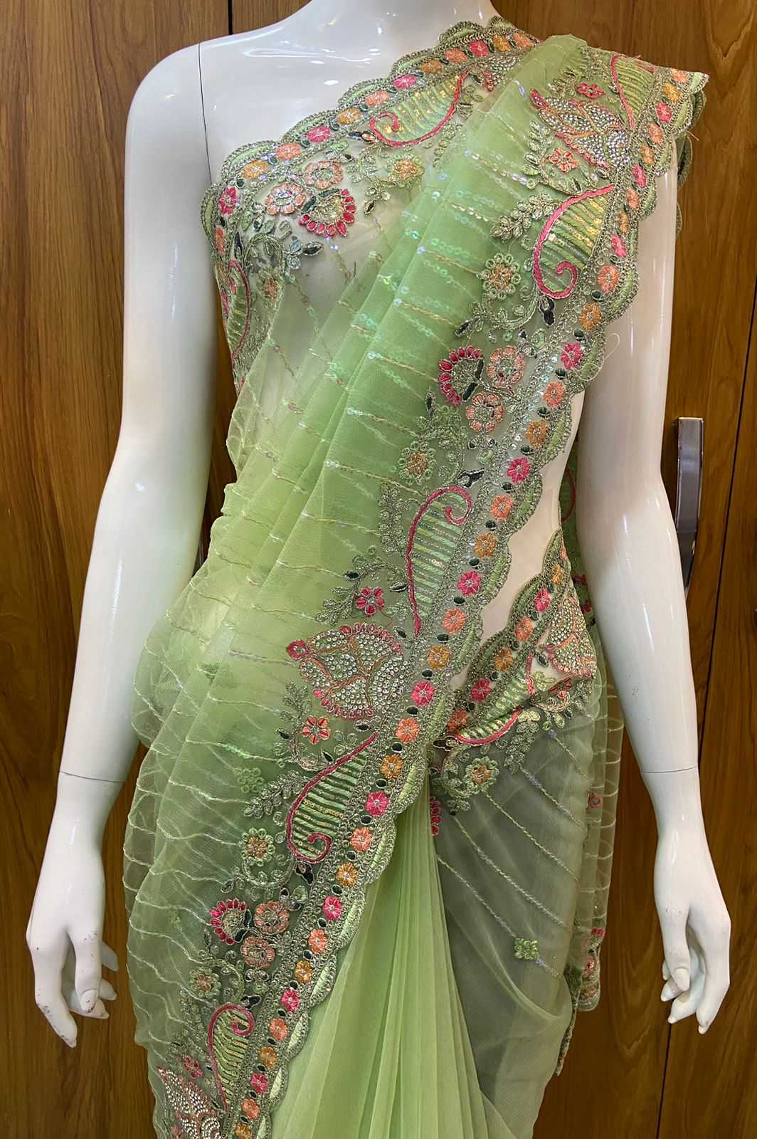 YNF NET RIN109 RBC39 SAREES WHOLESALE NET EMBROIDERED CUTWORK VISCOSE SAREES MANUFACTURER