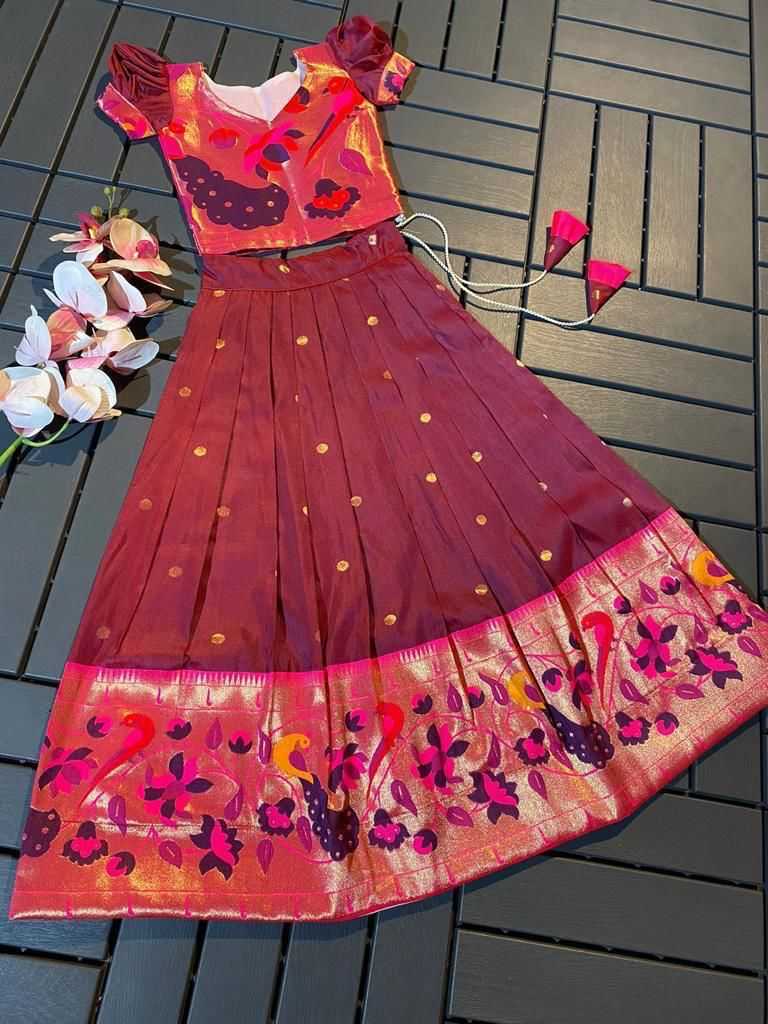 YNF PAITHANI SILK RIN192 7903 KIDS WEAR WHOLESALE KIDS LEHENGAS MANUFACTURER 