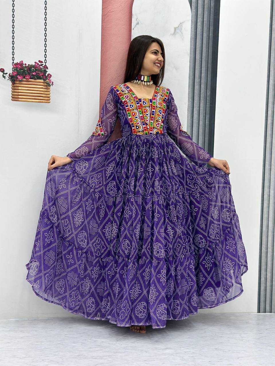 YNF PURE BANDHEJ KESH119 N25 GOWNS WHOLESALE PRINTED FANCY LONG NAVRATRI GOWNS  MANUFACTURER