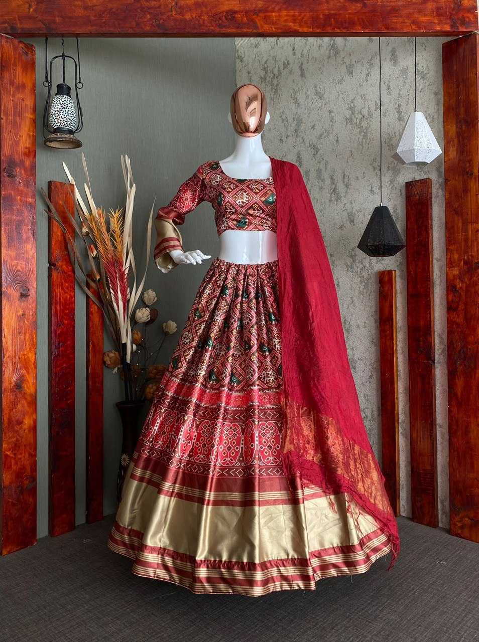  YNF SATIN RIN141 508 LEHENGAS WHOLESALE SILK PRINTED NAVRATRI CHANIYA CHOLI MANUFACTURER