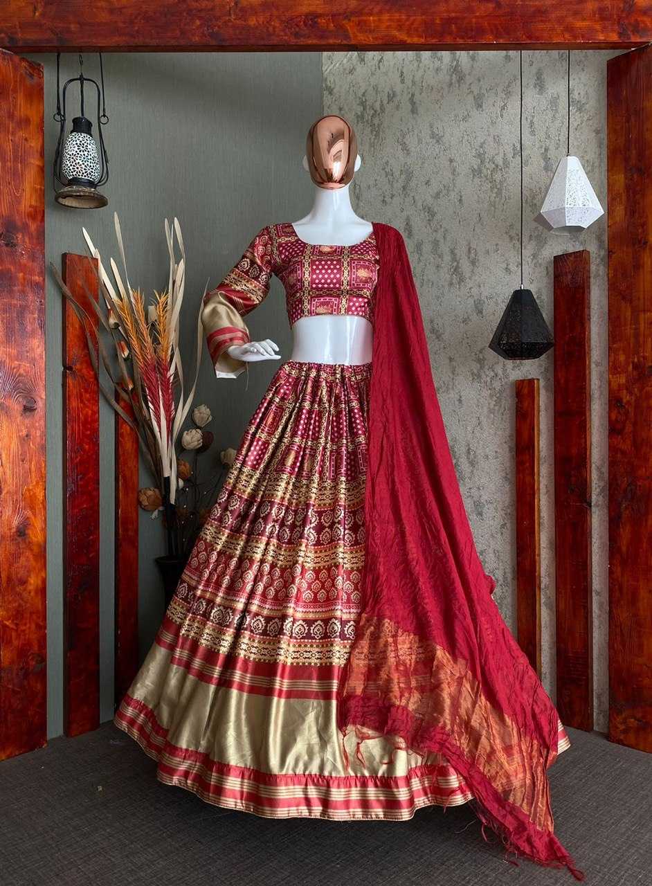  YNF SATIN RIN141 508 LEHENGAS WHOLESALE SILK PRINTED NAVRATRI CHANIYA CHOLI MANUFACTURER