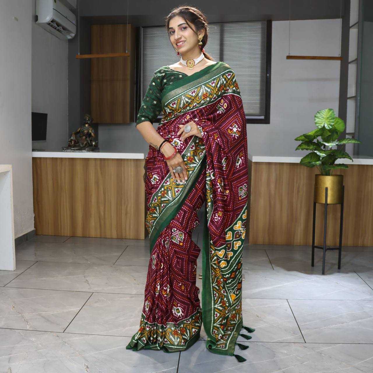 YNF TUSSAR SILK RIN119 GRO04 SAREES WHOLESALE BANDHANI BANDHEJ LADIES PRINTED SAREES MANUFACTURER