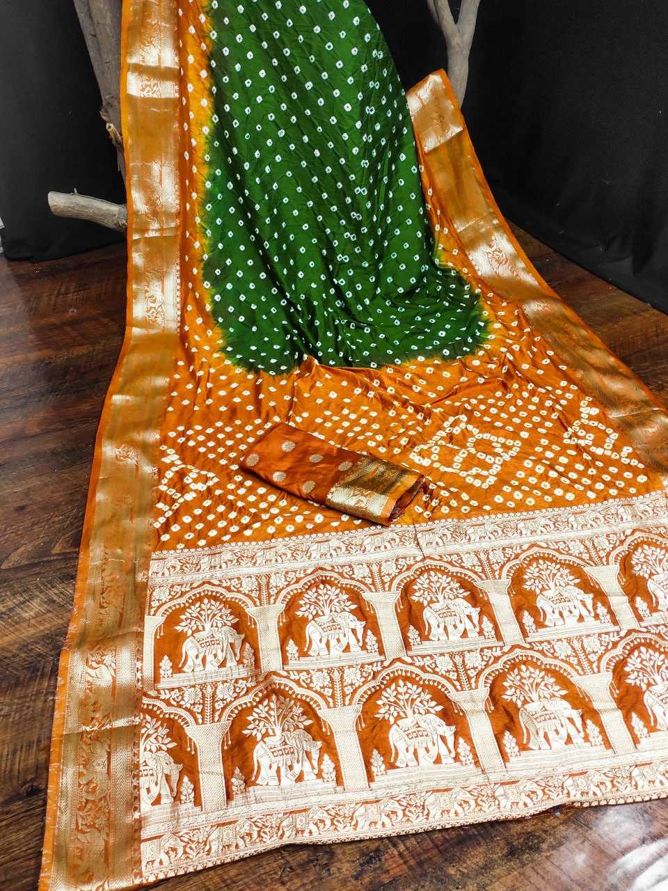 YNF BANDHANI SILK RIN183 VAHINI SAREES WHOLESALE PRINTED BANDHANI BANDHEJ ZARI BORDER SAREES MANUFACTURER