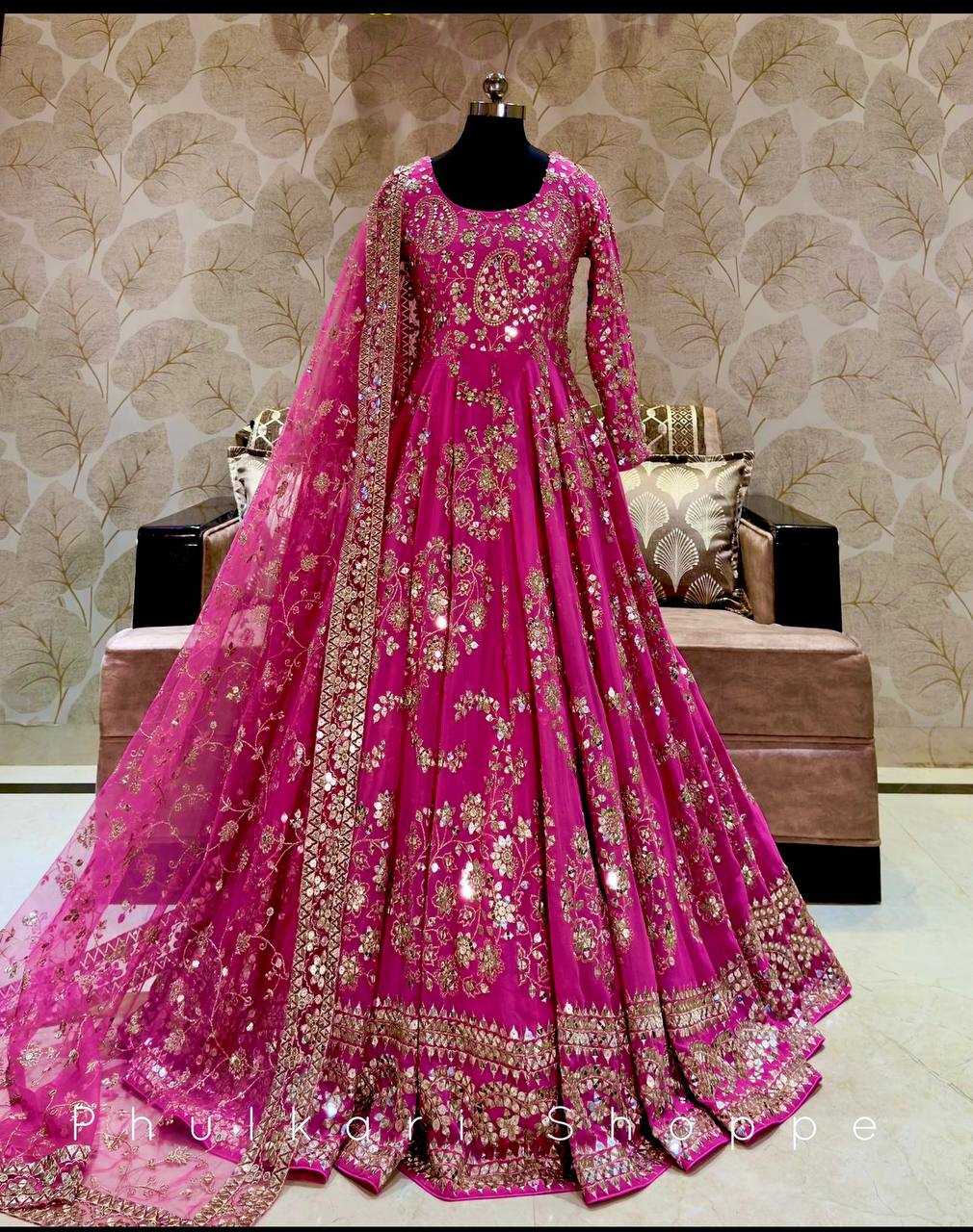 YNF CHINON SILK KESH156 8044 GOWNS WHOLESALE EMBROIDERY ANARKALI LONG WORK WEDDING GOWNS MANUFACTURER