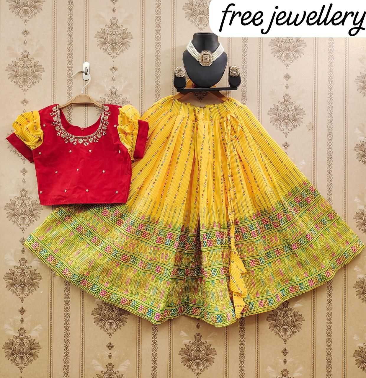 YNF CRUSH SILK RIN115 REF47 KIDS WEAR WHOLESALE KIDS LEHENGAS MANUFACTURER