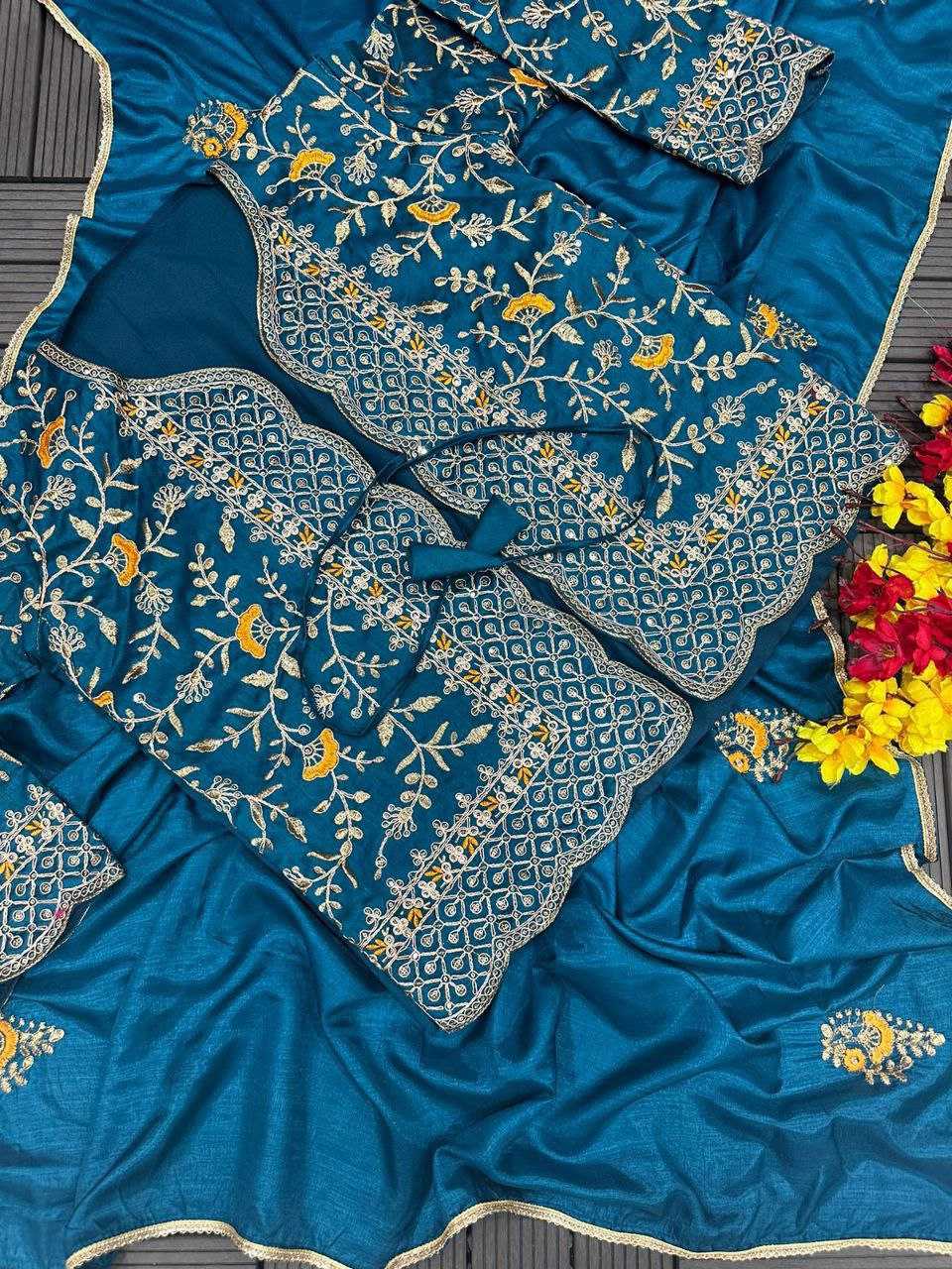 YNF DOLA SILK KESH176 77 SAREES WHOLESALE PARTY WEAR FANCY EMBROIDERED BUTTA SAREE WITH JACKET SILK SAREES MANUFACTURER