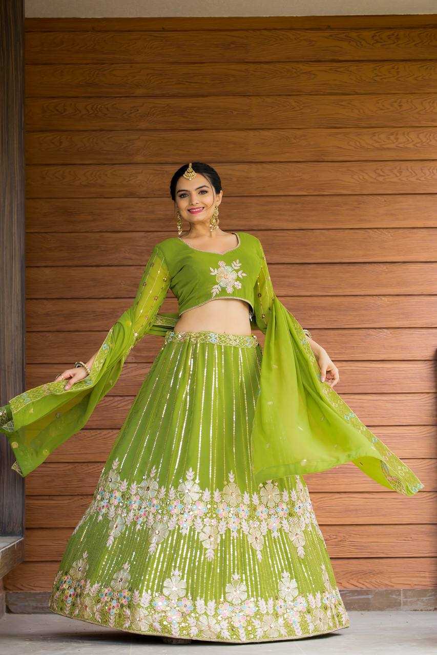 YNF FAUX GEORGETTE KESH156 1108 LEHENGAS WHOLESALE FANCY TRADITIONAL EMBROIDERED LEHENGAS MANUFACTURER