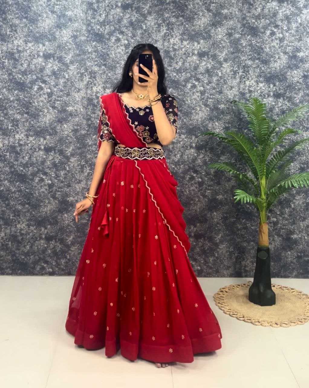 YNF FAUX GEORGETTE RIN197 RRF06 LEHENGAS WHOLESALE TRADITIONAL EMBROIDERED LEHENGAS MANUFACTURER