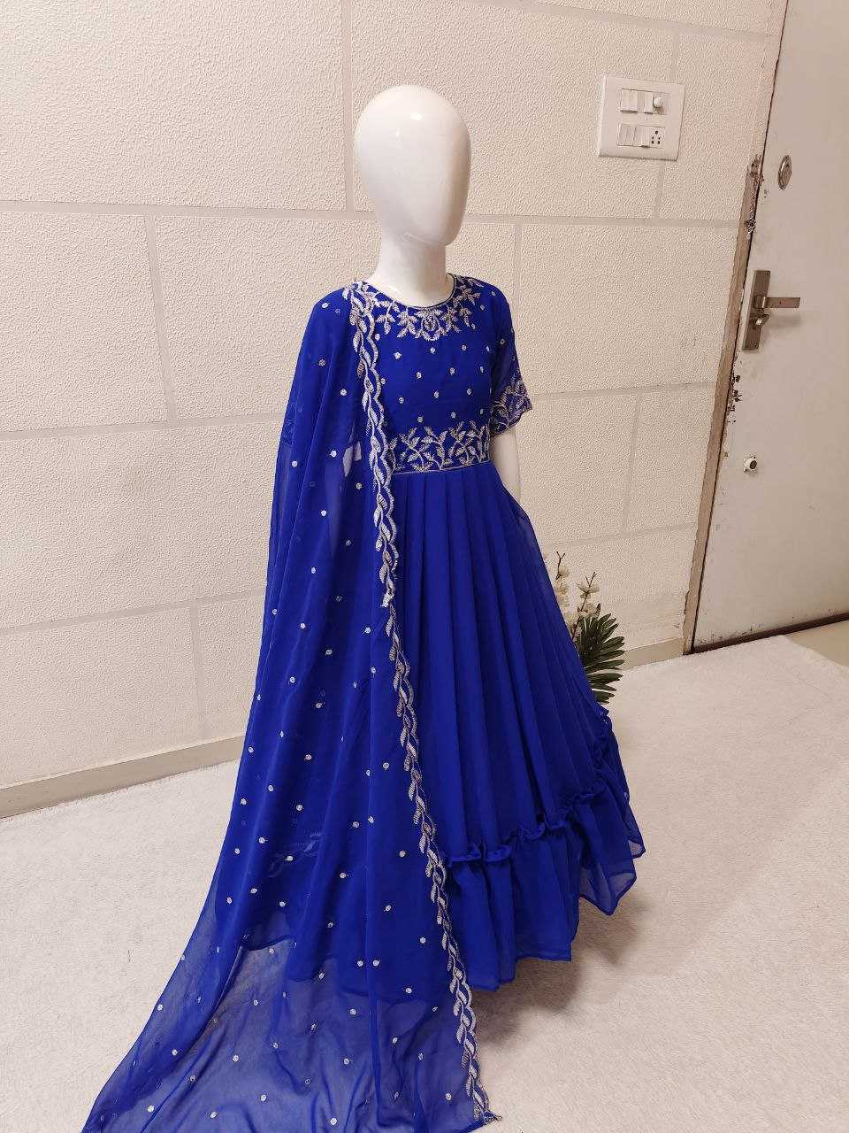 YNF GEORGETTE KESH168 MNT19 KIDS WEAR WHOLESALE KIDS GOWNS KIDS ETHNIC GOWNS KIDS TRADITIONAL WEAR KIDS FESTIVE WEAR MANUFACTURER